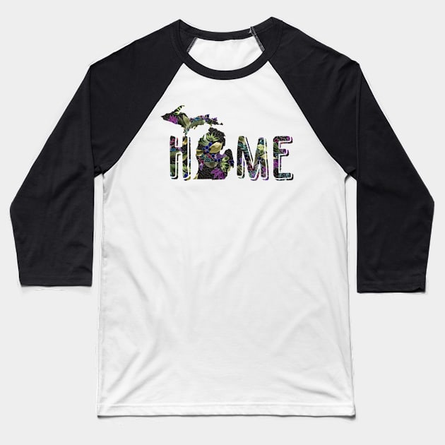 Watercolor Flowers & Black Leather Michigan Home | Cherie's Art (c)2020 Baseball T-Shirt by CheriesArt